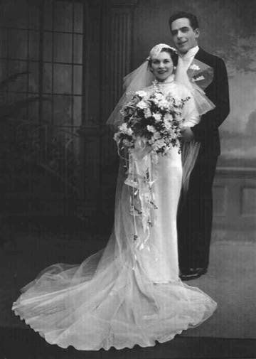 A happy wedding couple from long ago